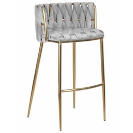 Стул барный DOBRIN EMMA GOLD, светло-серый велюр (135-37), Вариант: светло-серый велюр (135-37) | Интернет магазин мебели и декора LifeDekor