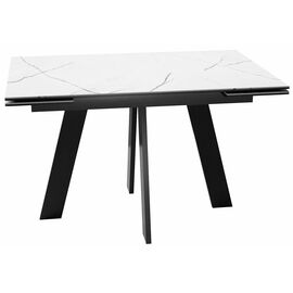 Стол DikLine SKM120 Керамика Белый мрамор/подстолье черное/опоры черные (2 уп.) | Интернет магазин мебели и декора LifeDekor