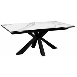 Стол DikLine SFE160 Керамика Белый мрамор/подстолье черное/опоры черные (2 уп.) | Интернет магазин мебели и декора LifeDekor