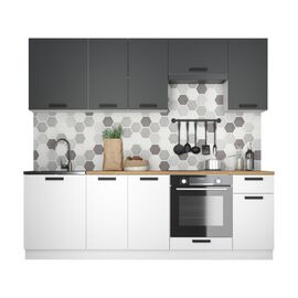 Кухонный гарнитур «Ника» Нео 2,4м с вытяжкой, Антрацит/Белый | Интернет магазин мебели и декора LifeDekor