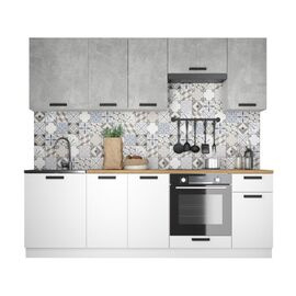 Кухонный гарнитур «Ника» Нео 2,4м с вытяжкой, Ателье светлый/Белый | Интернет магазин мебели и декора LifeDekor