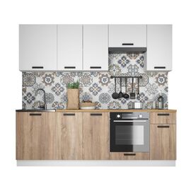 Кухонный гарнитур «Ника» Нео 2,4м с вытяжкой, Белый/Дуб сонома | Интернет магазин мебели и декора LifeDekor