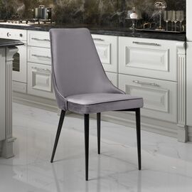 Стул Oliver, бархат светло-серый 26/ чёрный конус | Интернет магазин мебели и декора LifeDekor