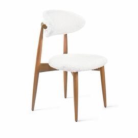 Стул Lucas белый искусственный мех с ножками цвета орех | Интернет магазин мебели и декора LifeDekor