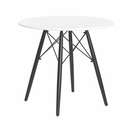 Стол обеденный DOBRIN CHELSEA`80 BLACK, столешница белая, основание черное, Вариант: столешница белая, основание черное | Интернет магазин мебели и декора LifeDekor