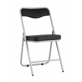 Складной стул Джонни экокожа черный каркас металлик | Интернет магазин мебели и декора LifeDekor