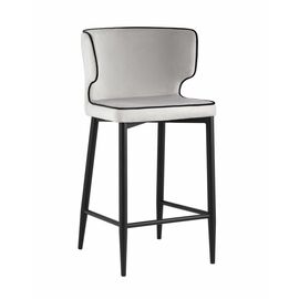 Стул полубарный Матео с кантом велюр светло-серый | Интернет магазин мебели и декора LifeDekor