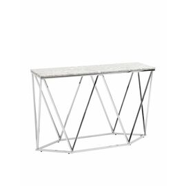 Консоль Авалон 122*41 серый мрамор сталь серебро | Интернет магазин мебели и декора LifeDekor