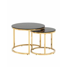 Набор журнальных столиков Селена 60 и 45 см стекло черный мрамор сталь золото | Интернет магазин мебели и декора LifeDekor