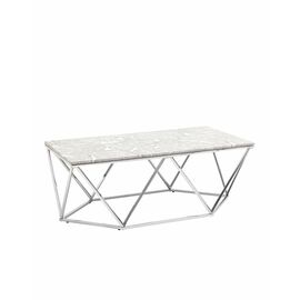 Журнальный столик Авалон 122*66 серый мрамор сталь серебро | Интернет магазин мебели и декора LifeDekor