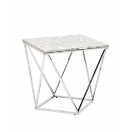 Журнальный столик Авалон 61*61 серый мрамор сталь серебро | Интернет магазин мебели и декора LifeDekor