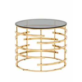Журнальный столик Инфлюэнс 60*60 стекло smoke сталь золото | Интернет магазин мебели и декора LifeDekor