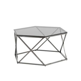 Журнальный столик Круз 93*80 стекло smoke сталь темный хром | Интернет магазин мебели и декора LifeDekor