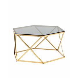 Журнальный столик Круз 93*80 стекло smoke сталь золото | Интернет магазин мебели и декора LifeDekor