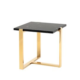 Журнальный столик Тоби 61*61 черный мрамор сталь золото | Интернет магазин мебели и декора LifeDekor