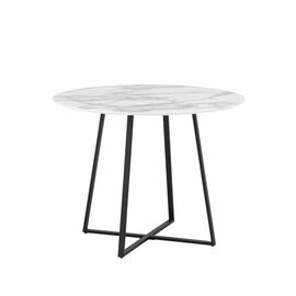 Стол обеденный Дакота 100*100 белый мрамор ножки черные | Интернет магазин мебели и декора LifeDekor