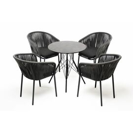 "Конте" обеденная группа на 4 персоны, круглый стол, цвет "серый гранит" | Интернет магазин мебели и декора LifeDekor