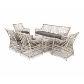 "Асти" лаунж-зона из искусственного ротанга на 6 персоны, цвет бежевый | Интернет магазин мебели и декора LifeDekor