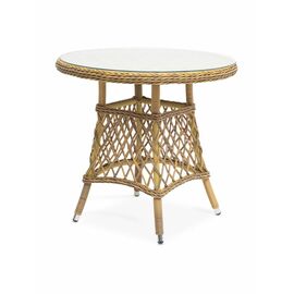 "Эспрессо" плетеный круглый стол, диаметр 80 см, цвет соломенный | Интернет магазин мебели и декора LifeDekor