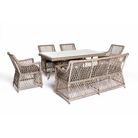 "Катания" обеденная группа плетеная на 6 персон, цвет бежевый | Интернет магазин мебели и декора LifeDekor