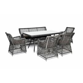 "Катания" обеденная группа плетеная на 6 персон, цвет графит | Интернет магазин мебели и декора LifeDekor