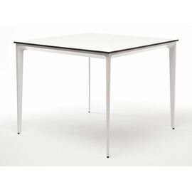 "Малага" обеденный стол из HPL 90х90см, цвет молочный, каркас белый | Интернет магазин мебели и декора LifeDekor