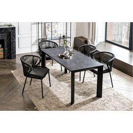 "Венето" обеденная группа на 4 персоны со стульями "Милан", каркас темно-серый, роуп темно-серый | Интернет магазин мебели и декора LifeDekor