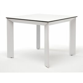 "Венето" обеденный стол из HPL 90х90см, цвет молочный, каркас белый | Интернет магазин мебели и декора LifeDekor