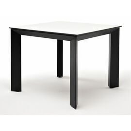"Венето" обеденный стол из HPL 90х90см, цвет молочный, каркас черный | Интернет магазин мебели и декора LifeDekor