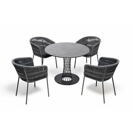 "Диего" обеденная группа на 4 персоны со стульями "Бордо" плетения колос, столешница "серый гранит" | Интернет магазин мебели и декора LifeDekor