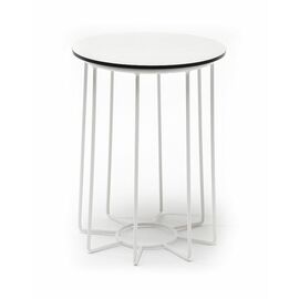 "Эквадор" журнальный стол из HPL круглый Ø40 H55, каркас из стали белый, цвет столешницы "молочный" | Интернет магазин мебели и декора LifeDekor