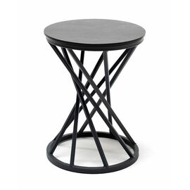 "Сантьяго" журнальный стол из HPL круглый Ø40 H55, каркас из стали серый (RAL 7024), цвет столешницы "серый гранит" | Интернет магазин мебели и декора LifeDekor