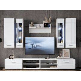 Стенка «Кай» с подсветкой, Белый/белый глянец | Интернет магазин мебели и декора LifeDekor