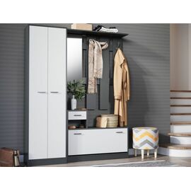 Прихожая «Интер» со шкафом, Антрацит/белый | Интернет магазин мебели и декора LifeDekor