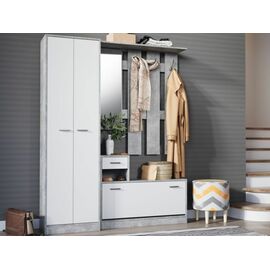 Прихожая «Интер» со шкафом, Ателье светлый/белый | Интернет магазин мебели и декора LifeDekor