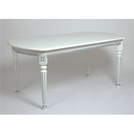 Стол овальный "Милорд-170" (90х170х220 / белый/патина серебро) | Интернет магазин мебели и декора LifeDekor