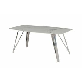 Стол обеденный Соар-2 F-1690,180х90х76 см, бело-серая керамика/хром серебро | Интернет магазин мебели и декора LifeDekor
