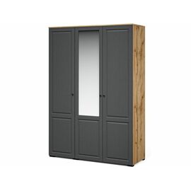 Шкаф «Лацио Сканди» 3д (с зеркалом) Вотан/Сканди графит | Интернет магазин мебели и декора LifeDekor
