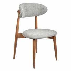 Стул Lucas светло-серый букле с ножками цвета орех | Интернет магазин мебели и декора LifeDekor