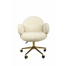 Кресло офисное Клауд-2 DR-1252-A-OF, 65х63х89, ткань букле белый/золотые ноги | Интернет магазин мебели и декора LifeDekor