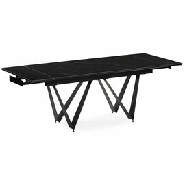 Стол стеклянный Марвин 160(220)х90х76 черный мрамор / черный | Интернет магазин мебели и декора LifeDekor