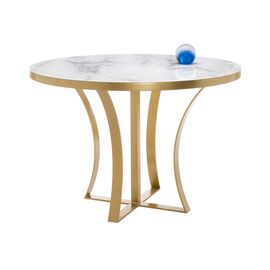 Стол стеклянный Нейтон золото / белый мрамор | Интернет магазин мебели и декора LifeDekor