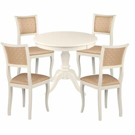 Обеденная группа стол Эгина + стул Кентавр 4 шт (Эмаль 11/ткань стула Santa Beige) | Интернет магазин мебели и декора LifeDekor