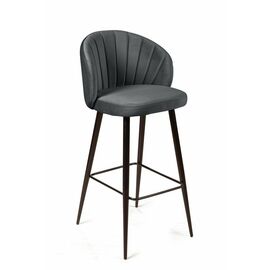 Стул барный Mont Blanc, бархат светло-серый 26 / черный конус | Интернет магазин мебели и декора LifeDekor