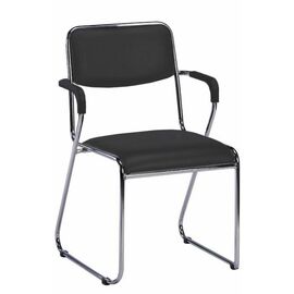 Кресло для посетителей Everprof Fix Plus Chrome Экокожа Черный | Интернет магазин мебели и декора LifeDekor