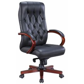 Стул руководителя Everprof Monaco Wood Кожаный Черный | Интернет магазин мебели и декора LifeDekor