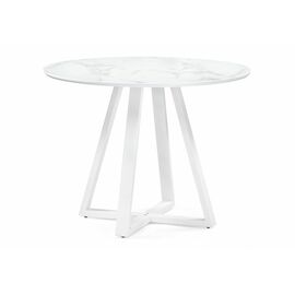 Стол стеклянный Норфолк 100 белый мрамор / белый | Интернет магазин мебели и декора LifeDekor