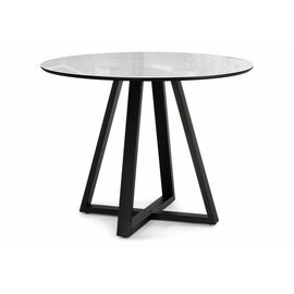 Стол стеклянный Норфолк 100 белый мрамор / черный | Интернет магазин мебели и декора LifeDekor