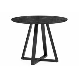 Стол стеклянный Норфолк 100 черный мрамор / черный | Интернет магазин мебели и декора LifeDekor