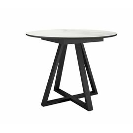 Стол DikLine SKZ100 d1000 Керамика Cristal Onyx Bianco Polished/подстолье черное/опоры черные (2 уп.) | Интернет магазин мебели и декора LifeDekor